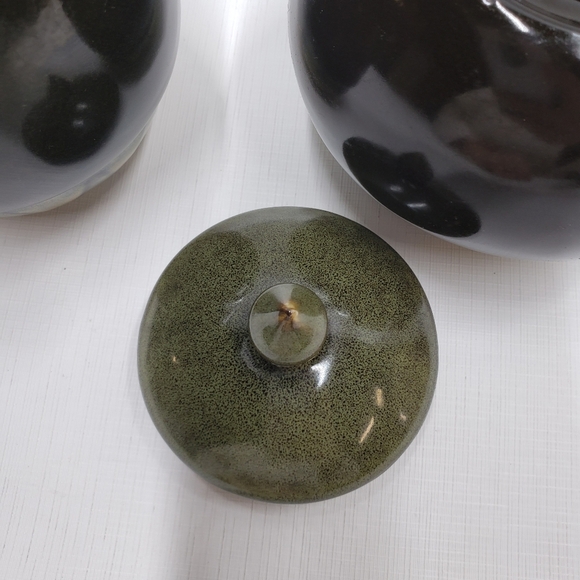 Tannex Stoneware Creamer Sugar Bowl Brown Green Tan - Picture 9 of 12